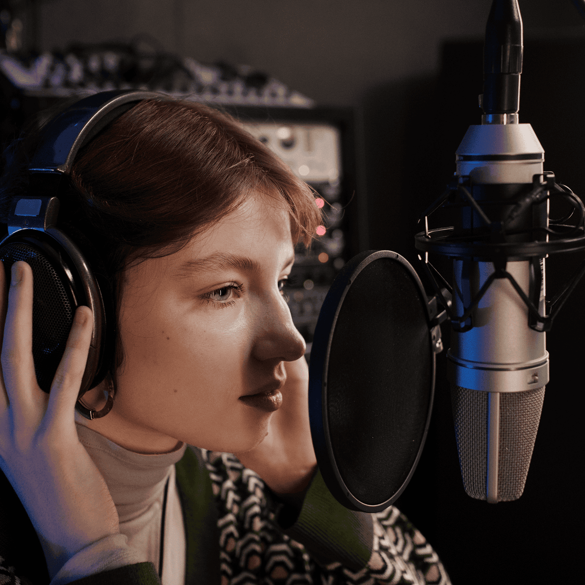 Person recording in studio